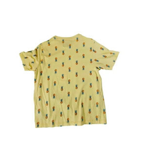 Good Vibes Yellow Pineapple Print Short Sleeve Shirt sz M  Sunglasses Summer